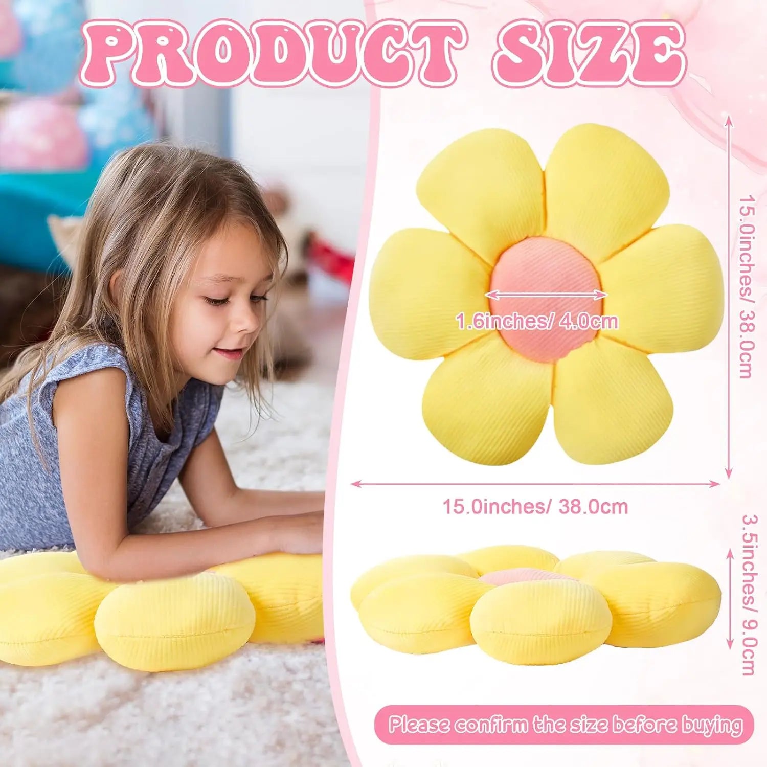4 Pcs Flower Plush Throw Pillows