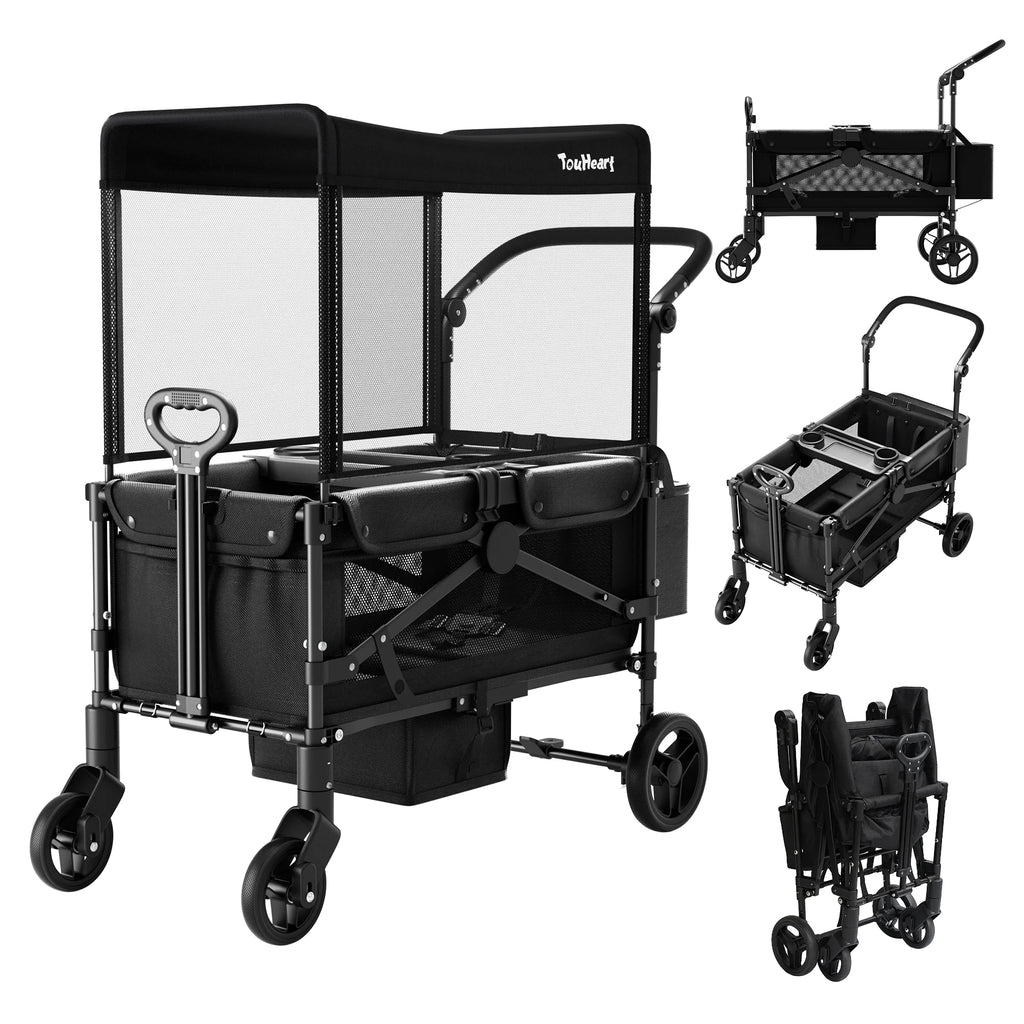 2 Seat Wagon Stroller For Toddlers with Canopy