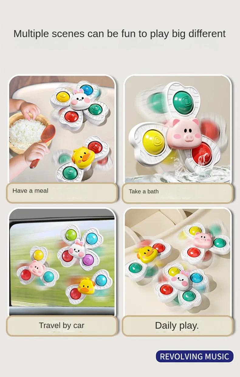 Baby Sucker Spinning Toys 3PCS Montessori Bath Toy Set
