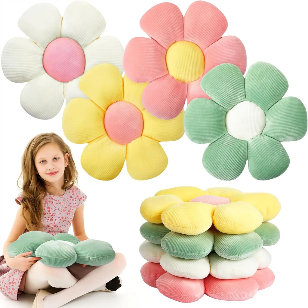 4 Pcs Flower Plush Throw Pillows