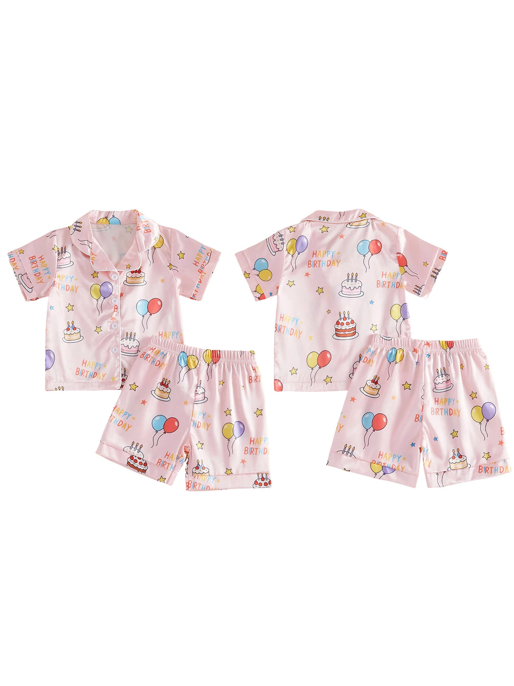 Girls Birthday Satin Pajama Set