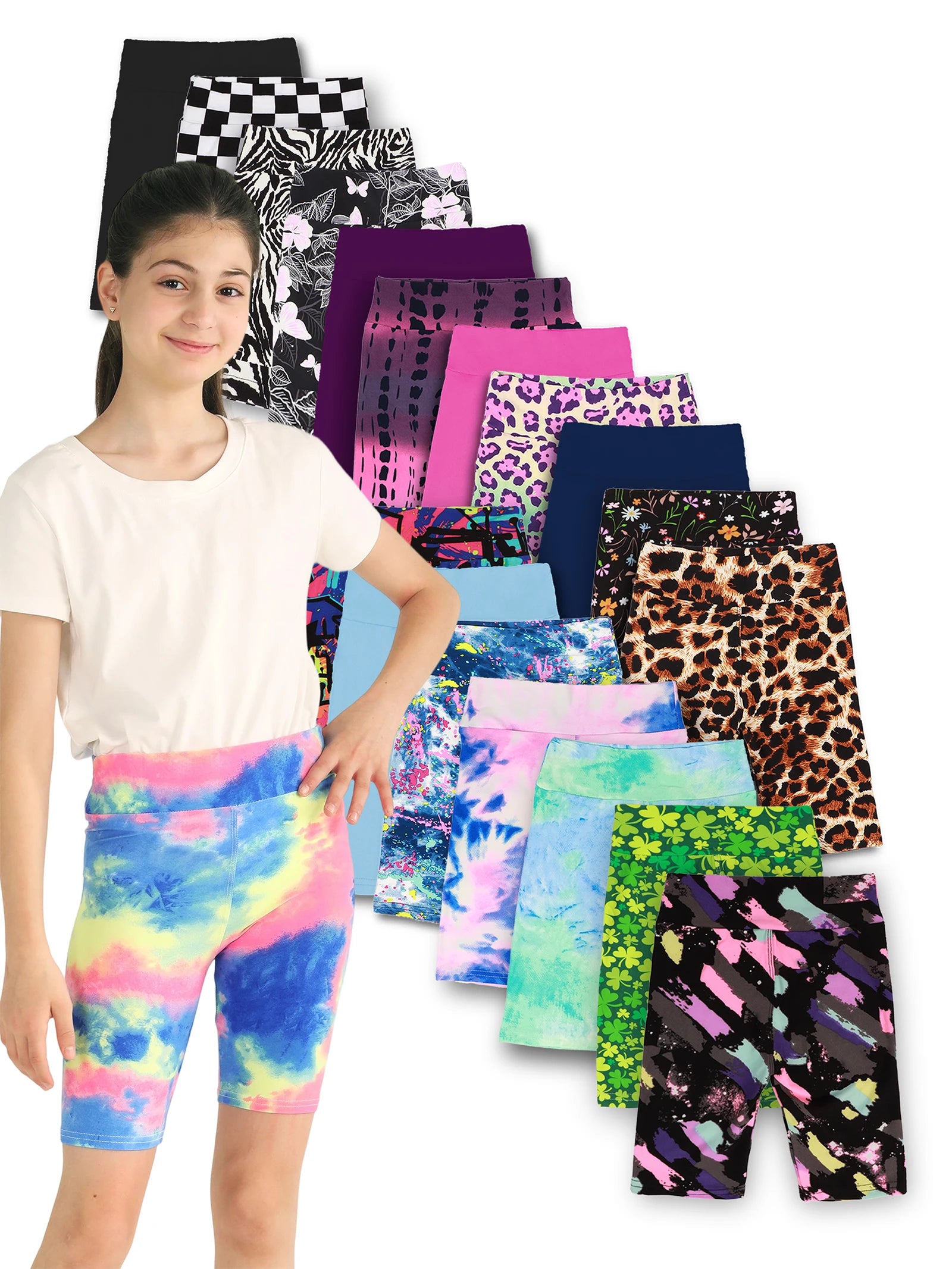 5pcs girls soft stretchy biker shorts,