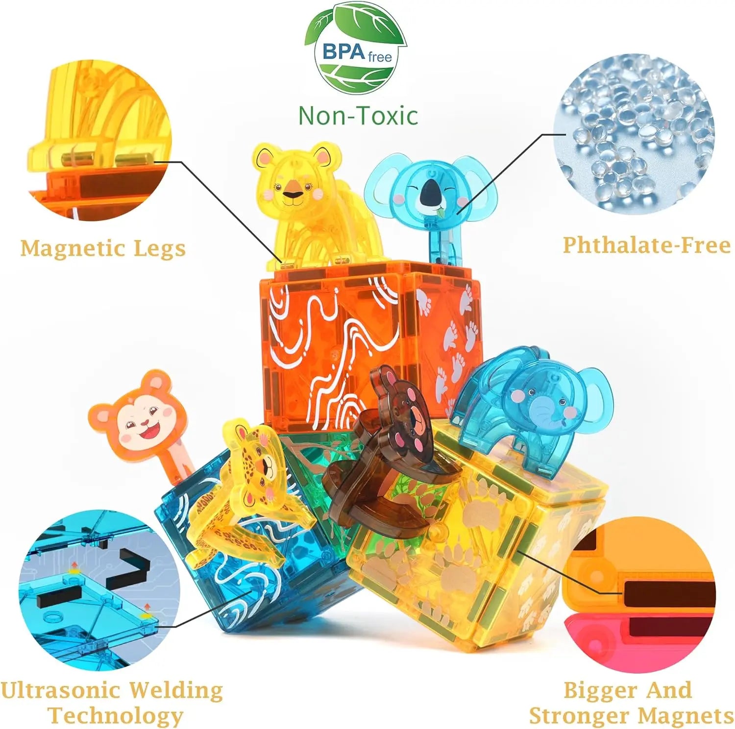 108 PCS Zoo Animals Magnetic Tiles Set