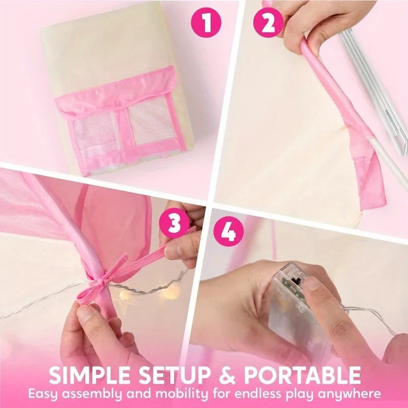 Joyfy Princess Tent With LED Star Lights For Kids Play
