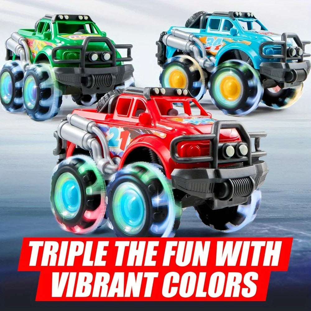3Pack Monster Truck with Flashing LED Wheels