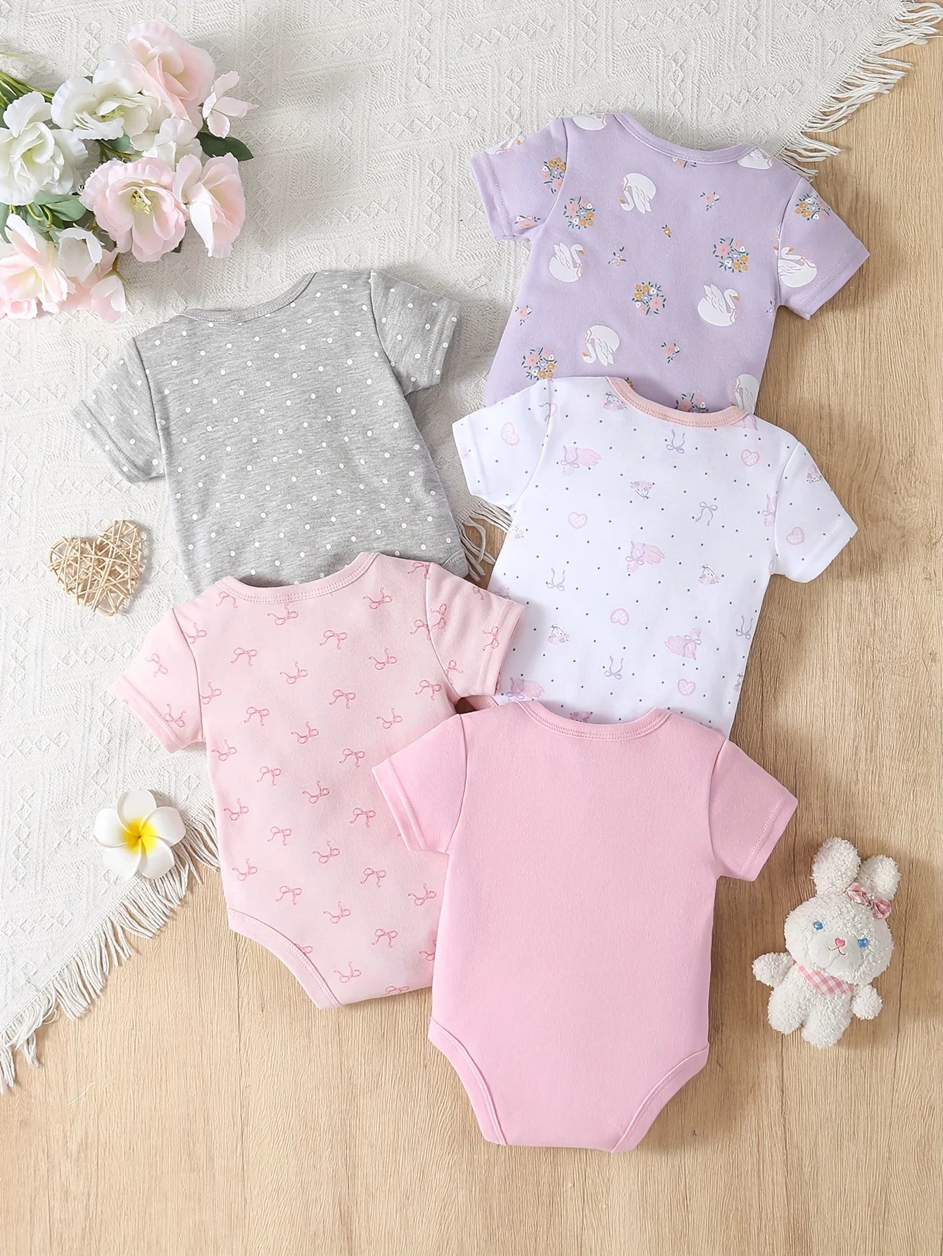 5pcs Baby Girl Onesies Set