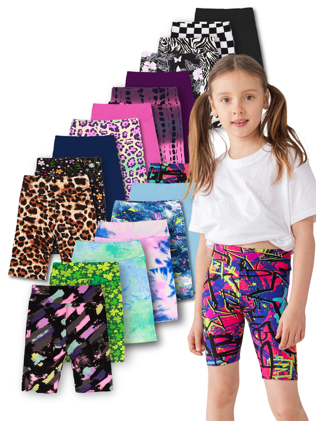 5pcs girls soft stretchy biker shorts,