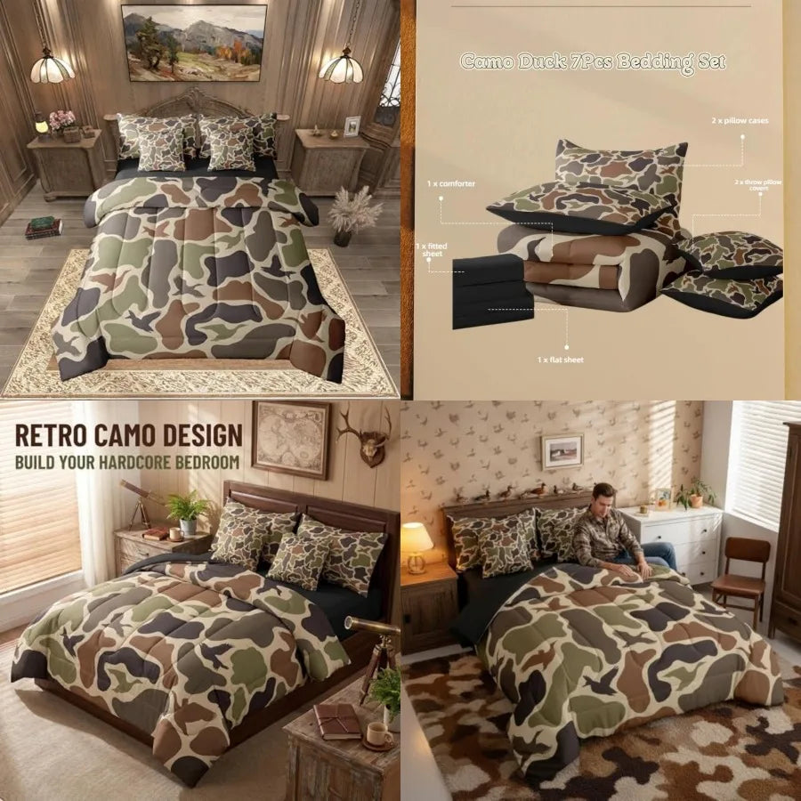 7 Pcs Army Hunting Comforter Set