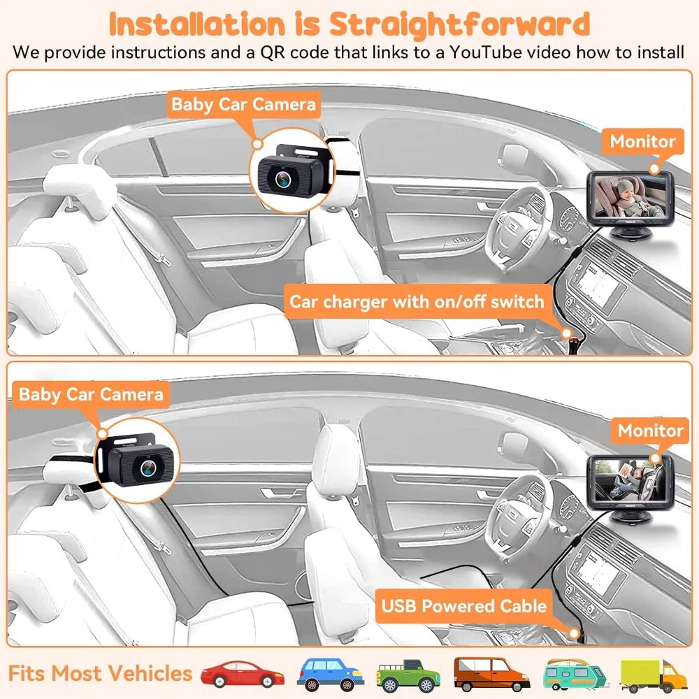 2 Pack Baby Car Camera System