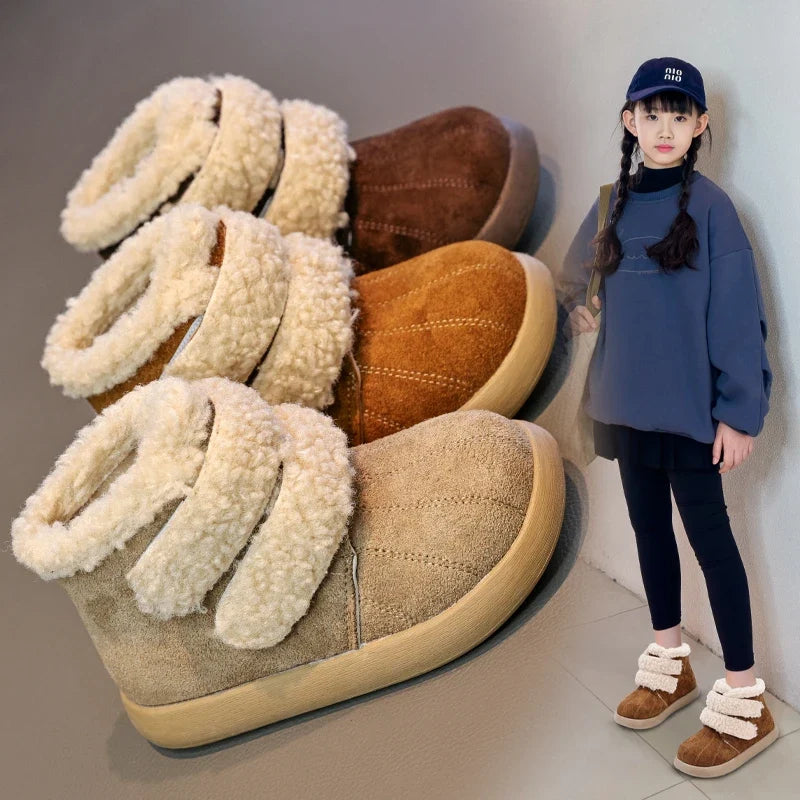 Girls' Winter Boots – Warm Plush Ankle Boots for Outdoor