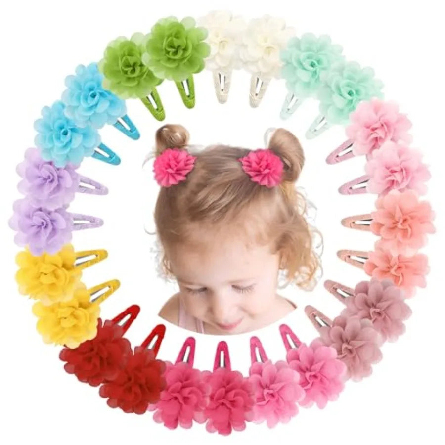 40PCS 2" Chiffon Flower Hair Bows Clips