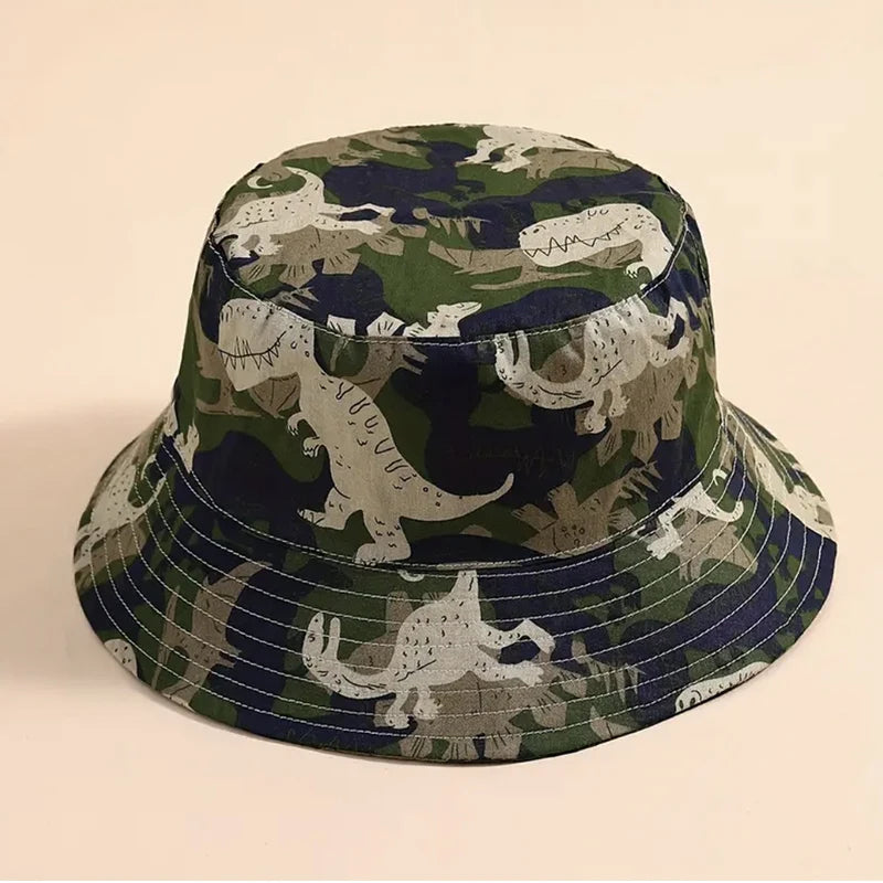 Camouflage Dinosaur Kids Fisherman Hat