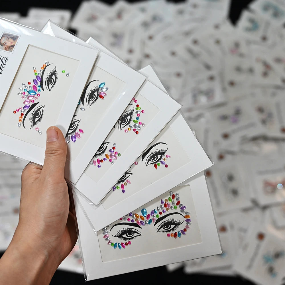 15Pcs Glitter Face Gems Tattoos