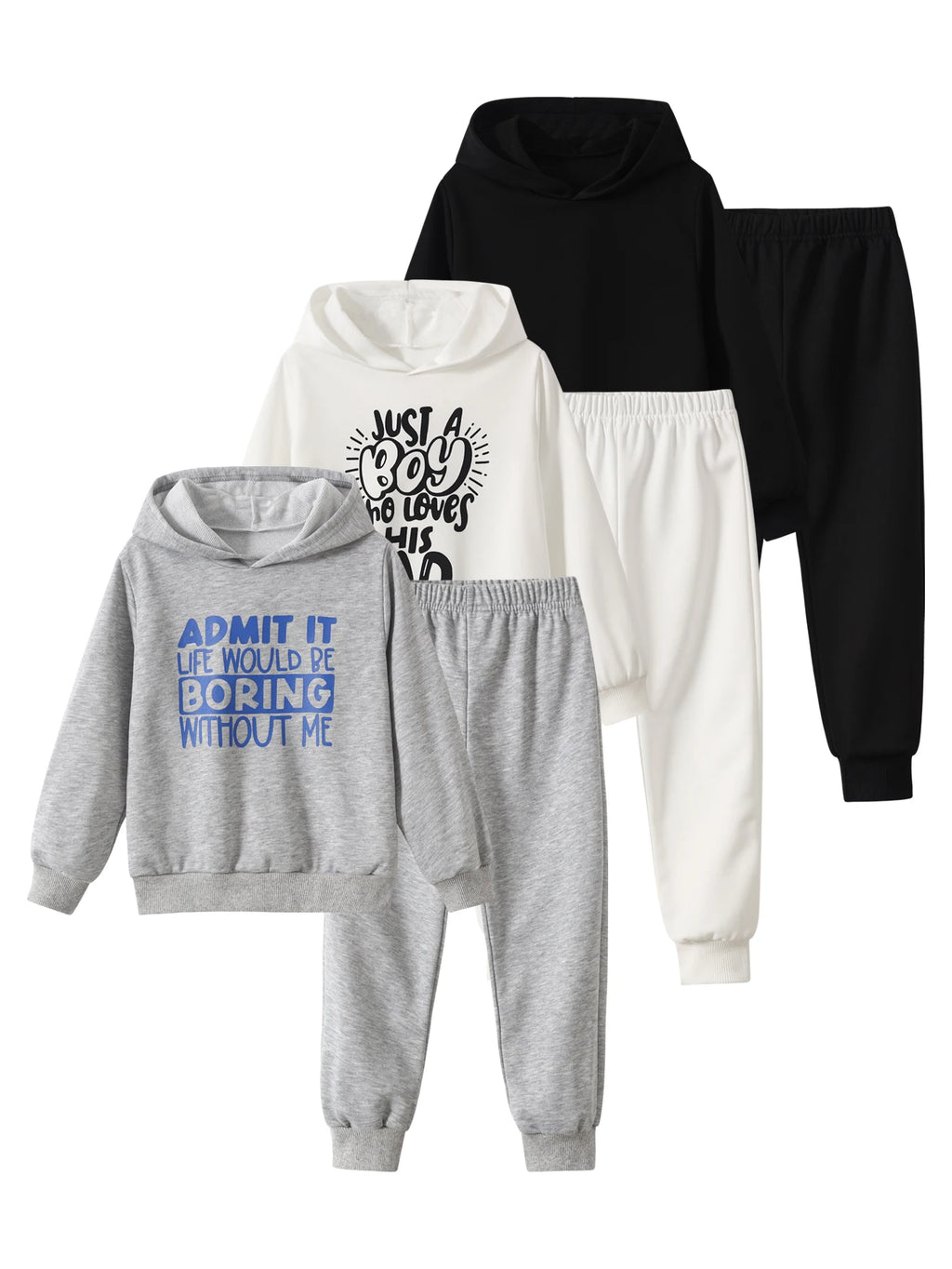 6 Pack Boys Hoodie Pants Set
