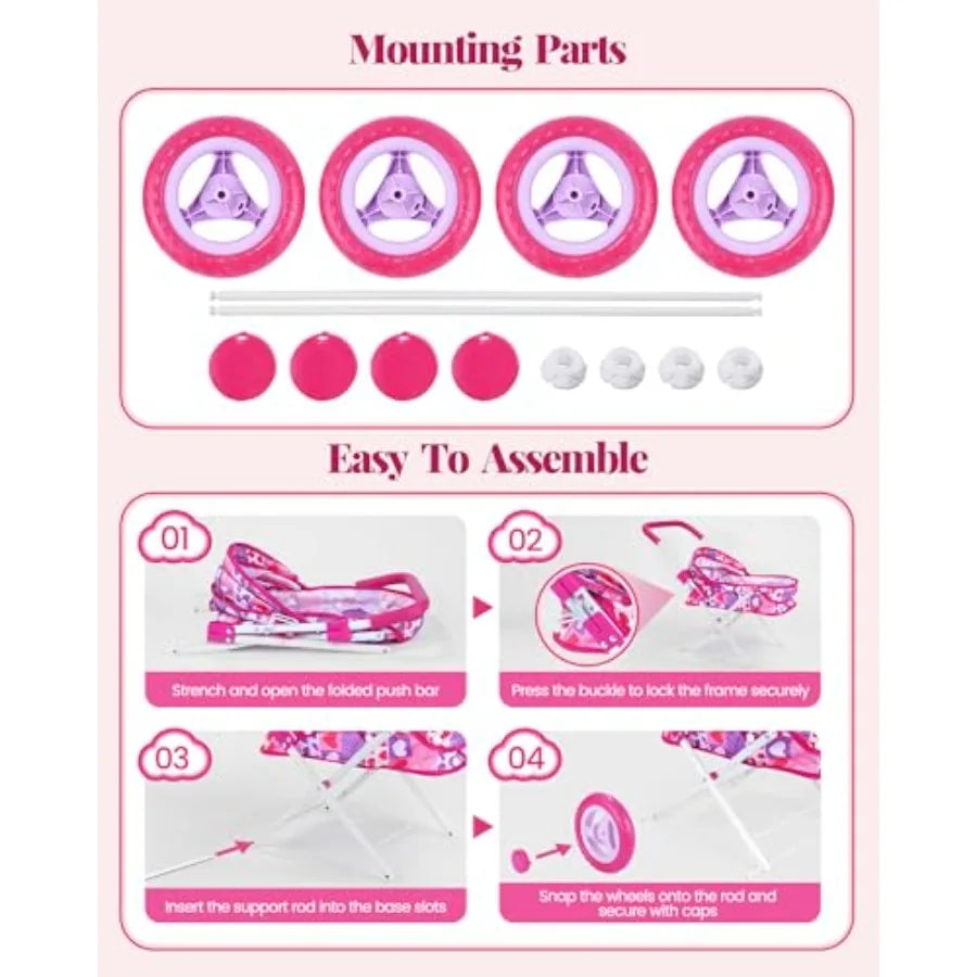 14 Pcs Doll Stroller with Baby Doll