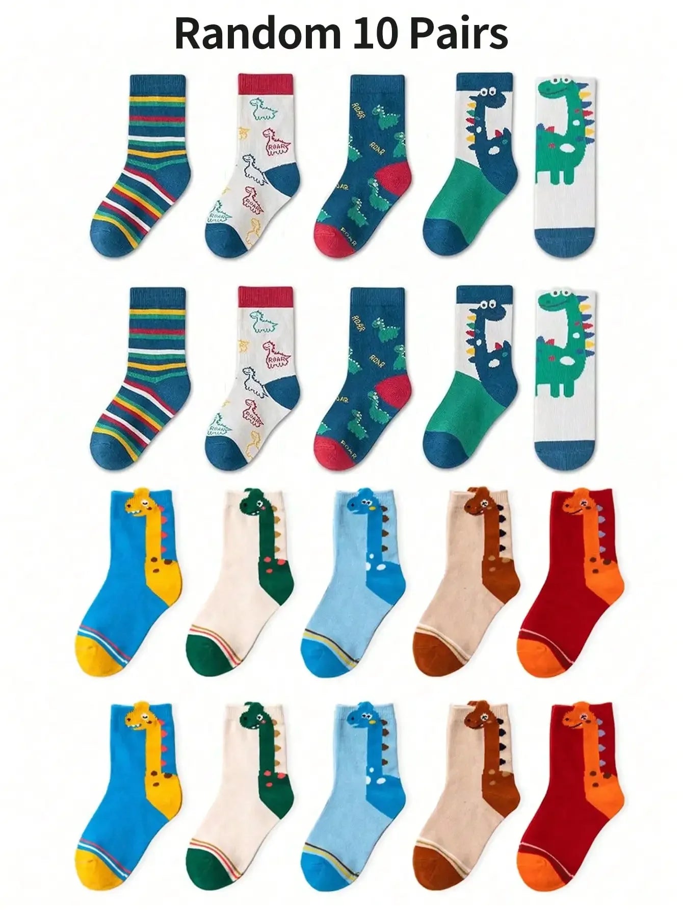 5 Pairs Neck Dinosaur Children's Socks