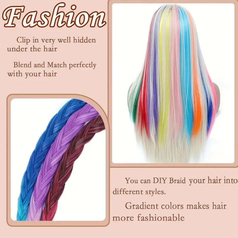 12pcs Rainbow Clip-In Hair Extensions