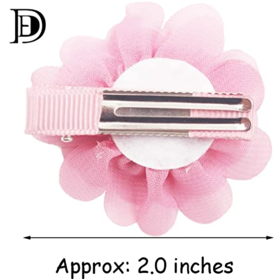 40PCS 2" Chiffon Flower Hair Bows Clips