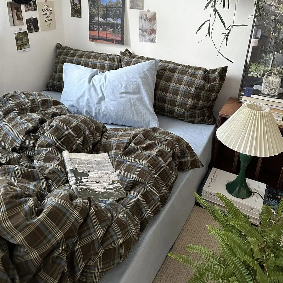 3 Piece Buffalo Plaid Duvet Cover Set