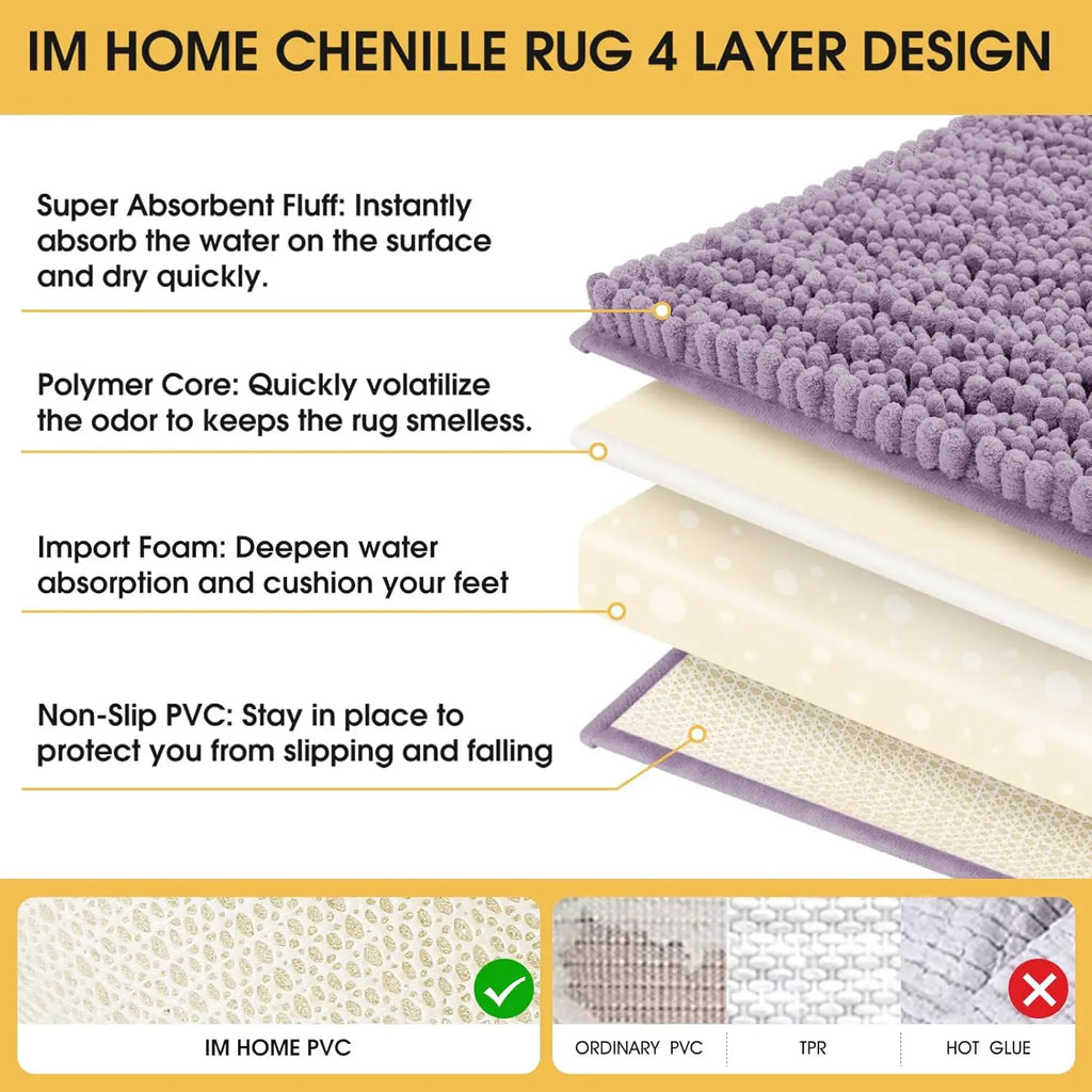 3-Piece Extra Large Lavender Bathroom Rug