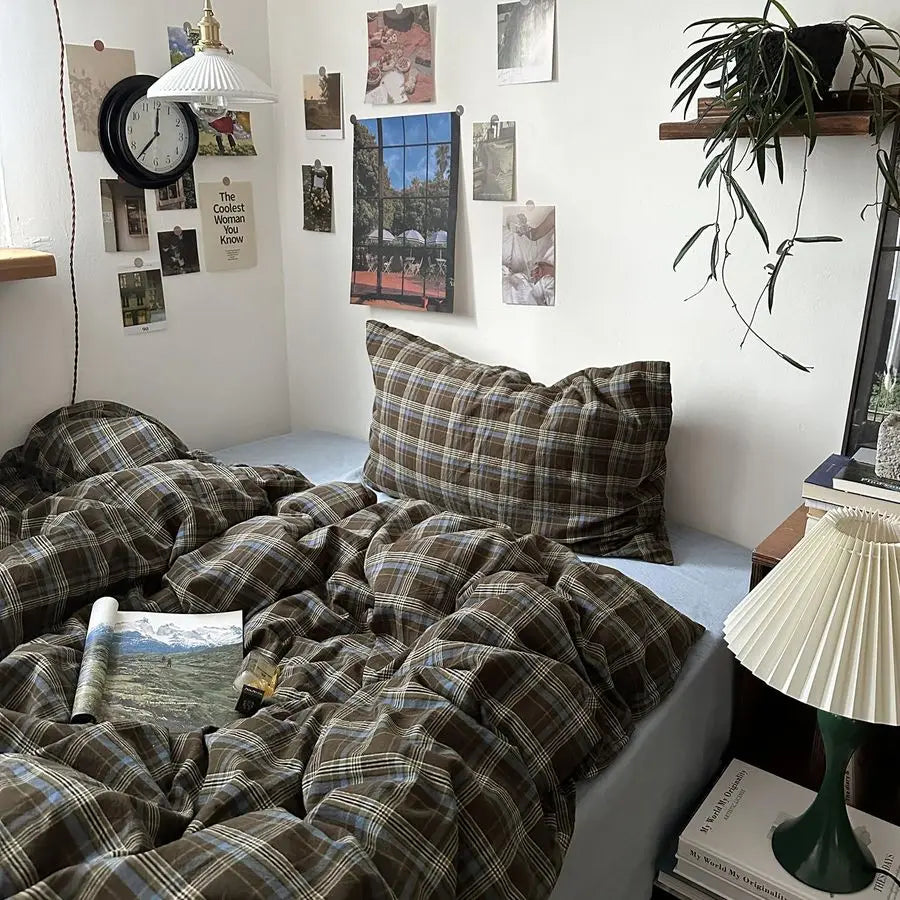 3 Piece Buffalo Plaid Duvet Cover Set