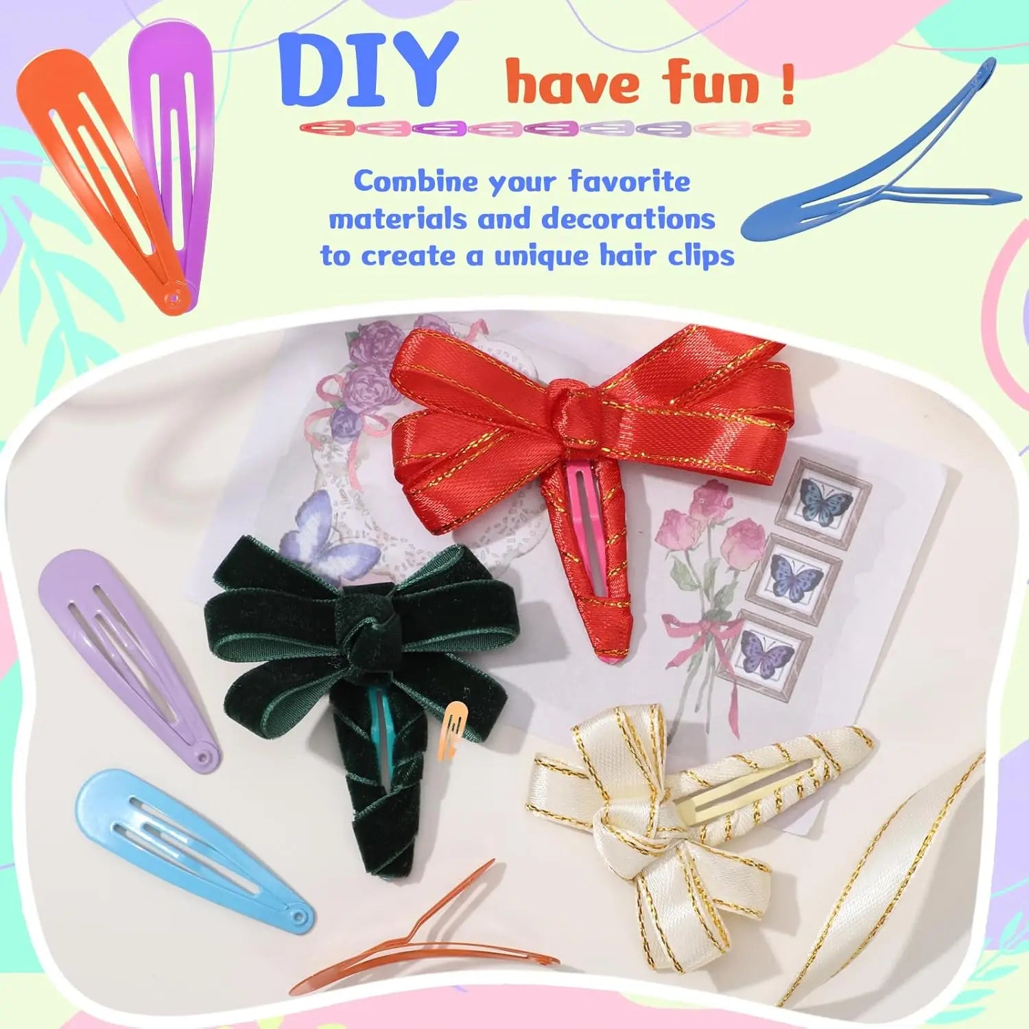 120 Pcs Colorful  Barrettes