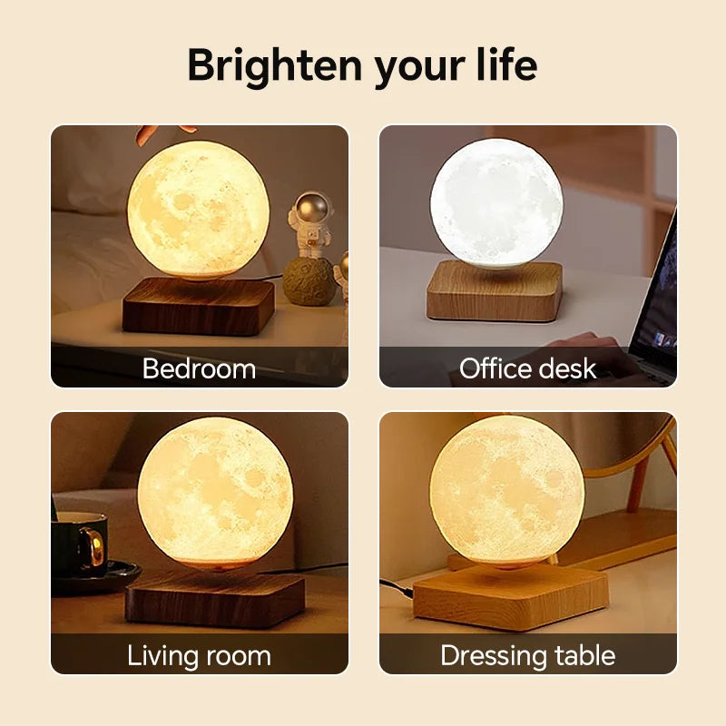 Magnetic Floating Rotating Moon Lamp - Wooden Base