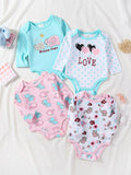 4-pc Baby Girl Long Sleeve Onesie