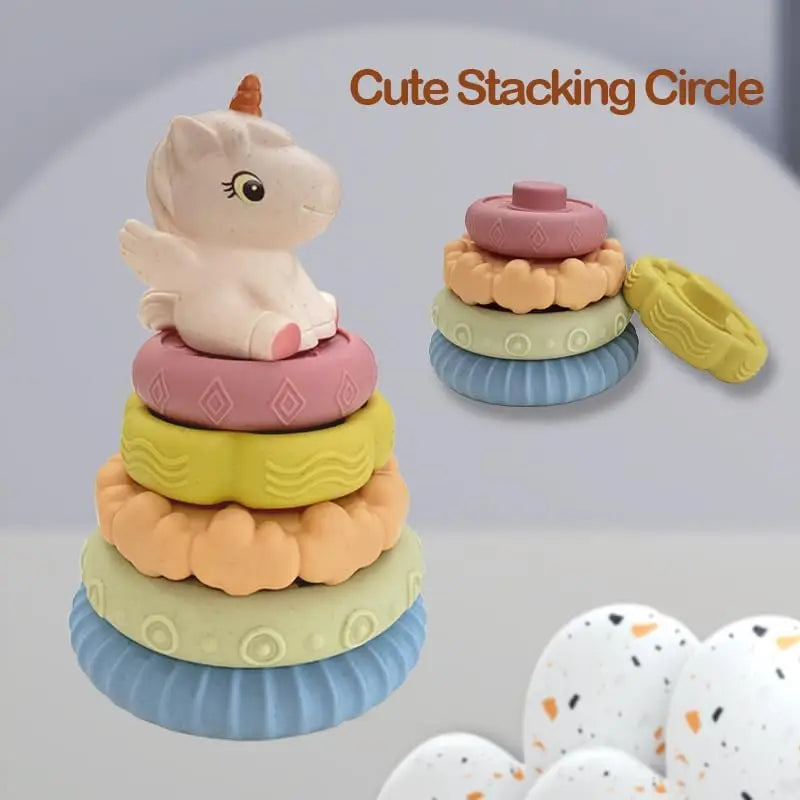 Soft Squeeze Stacking Toys with Pink Horse
