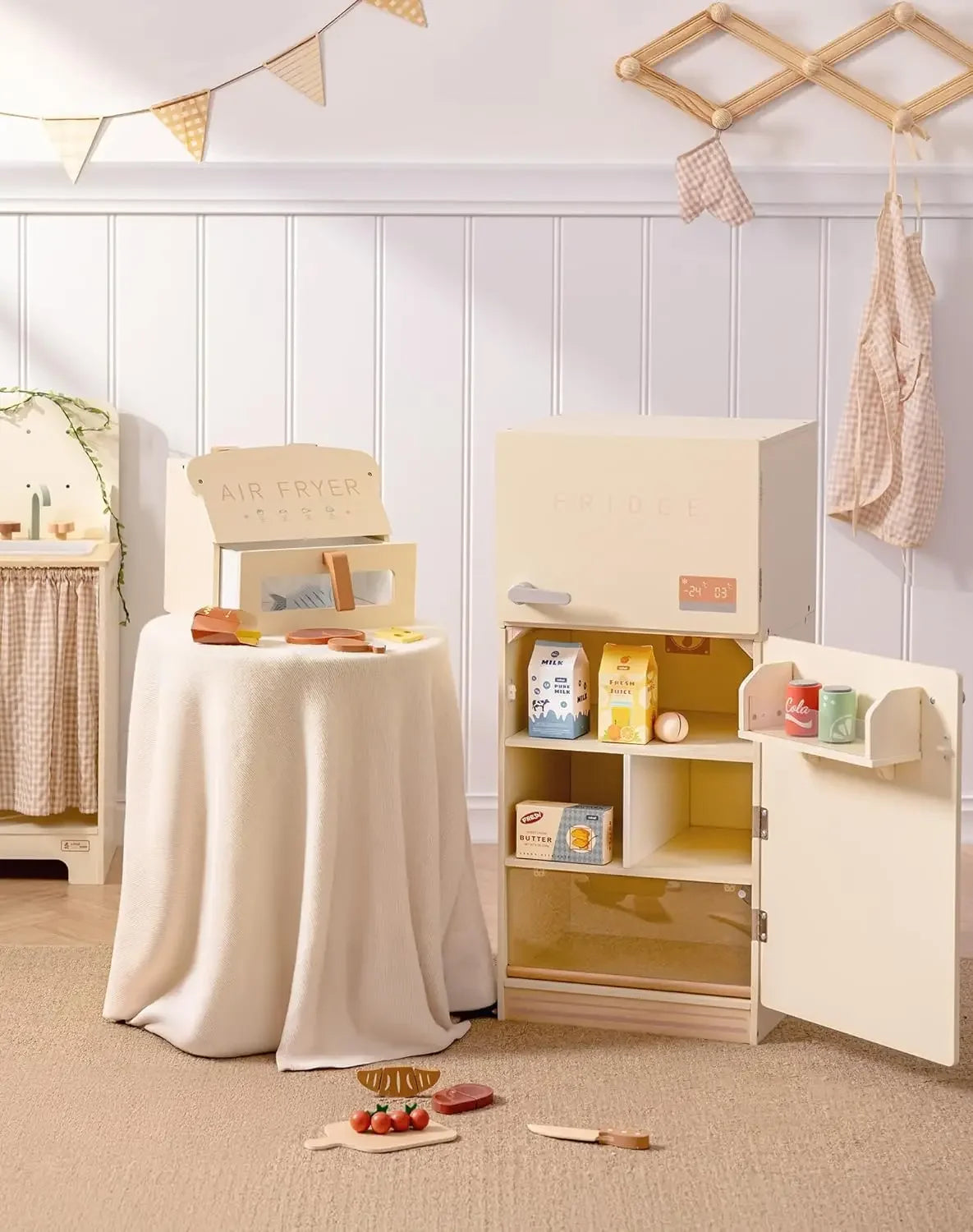 Wooden Toy Fridge Refrigerator Play kitchen