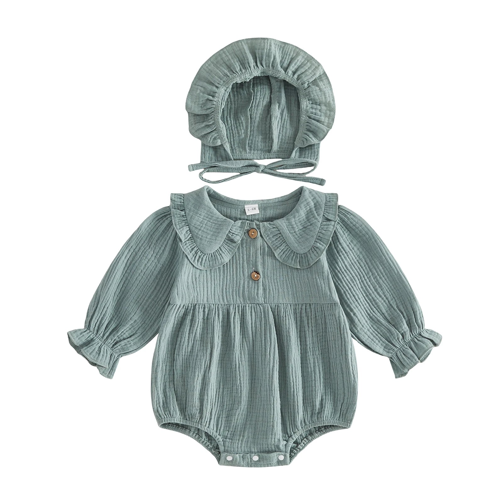 Infant Linen Romper Set with Hat