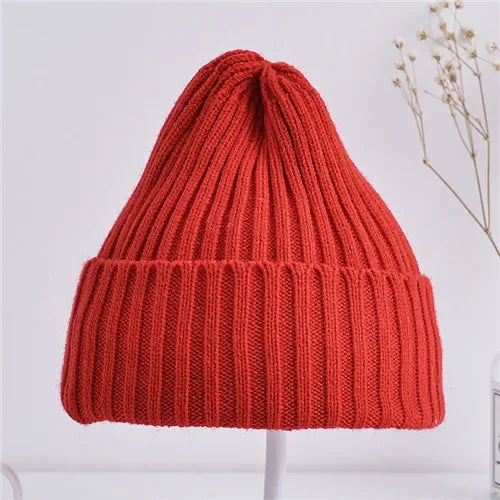 Kids Ribbed Knitted Beanie Hats 6M-4Years