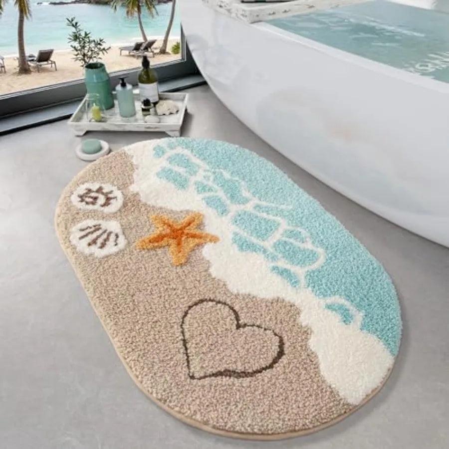 2 Pcs Beach Bathroom Rugs Set