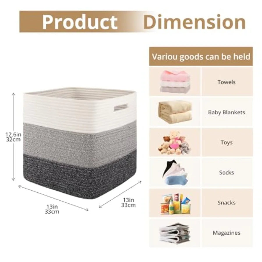 3-Pack Cotton Rope Woven Baskets