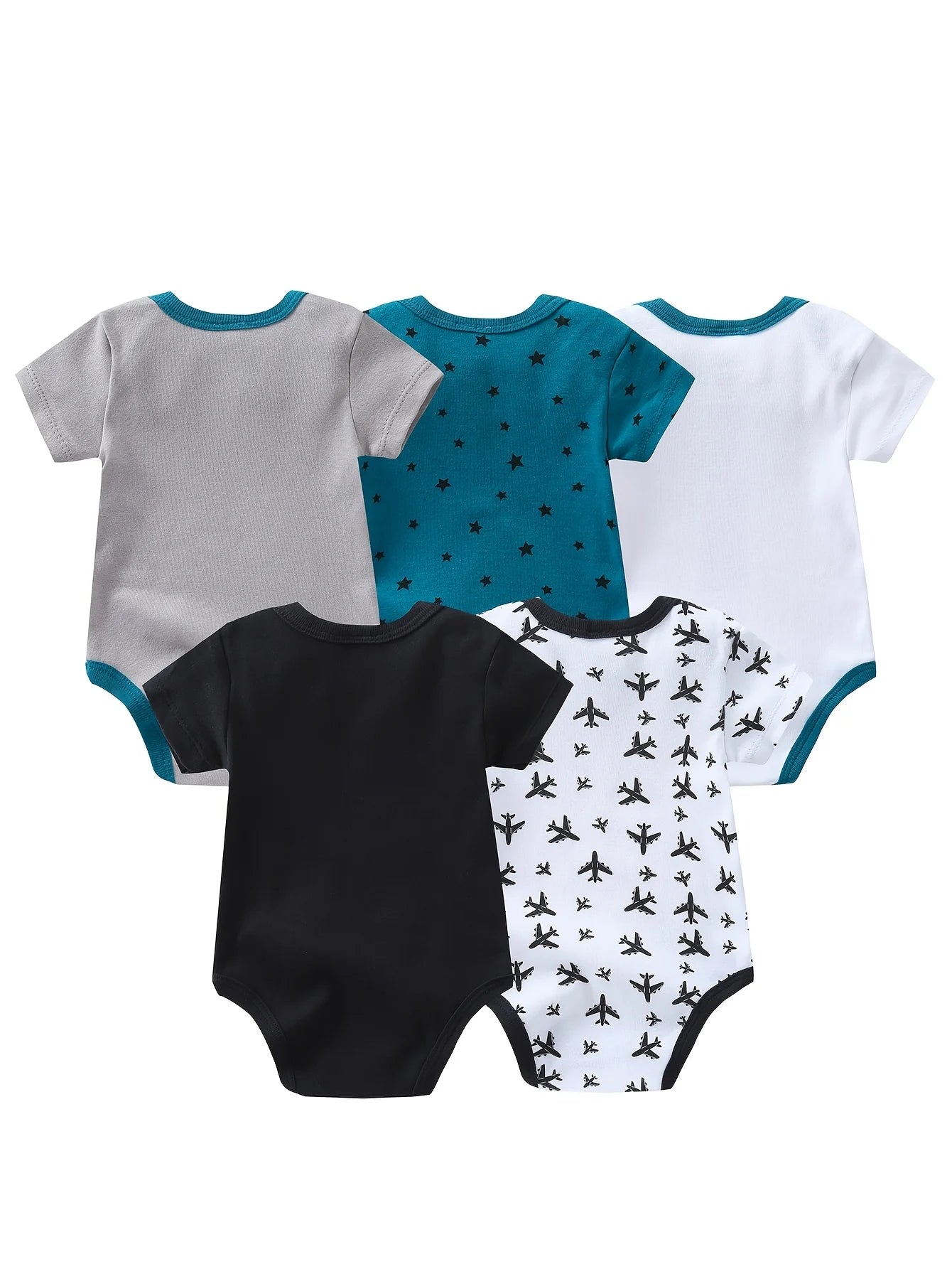 5pcs Baby Boy Short Sleeve Onesies