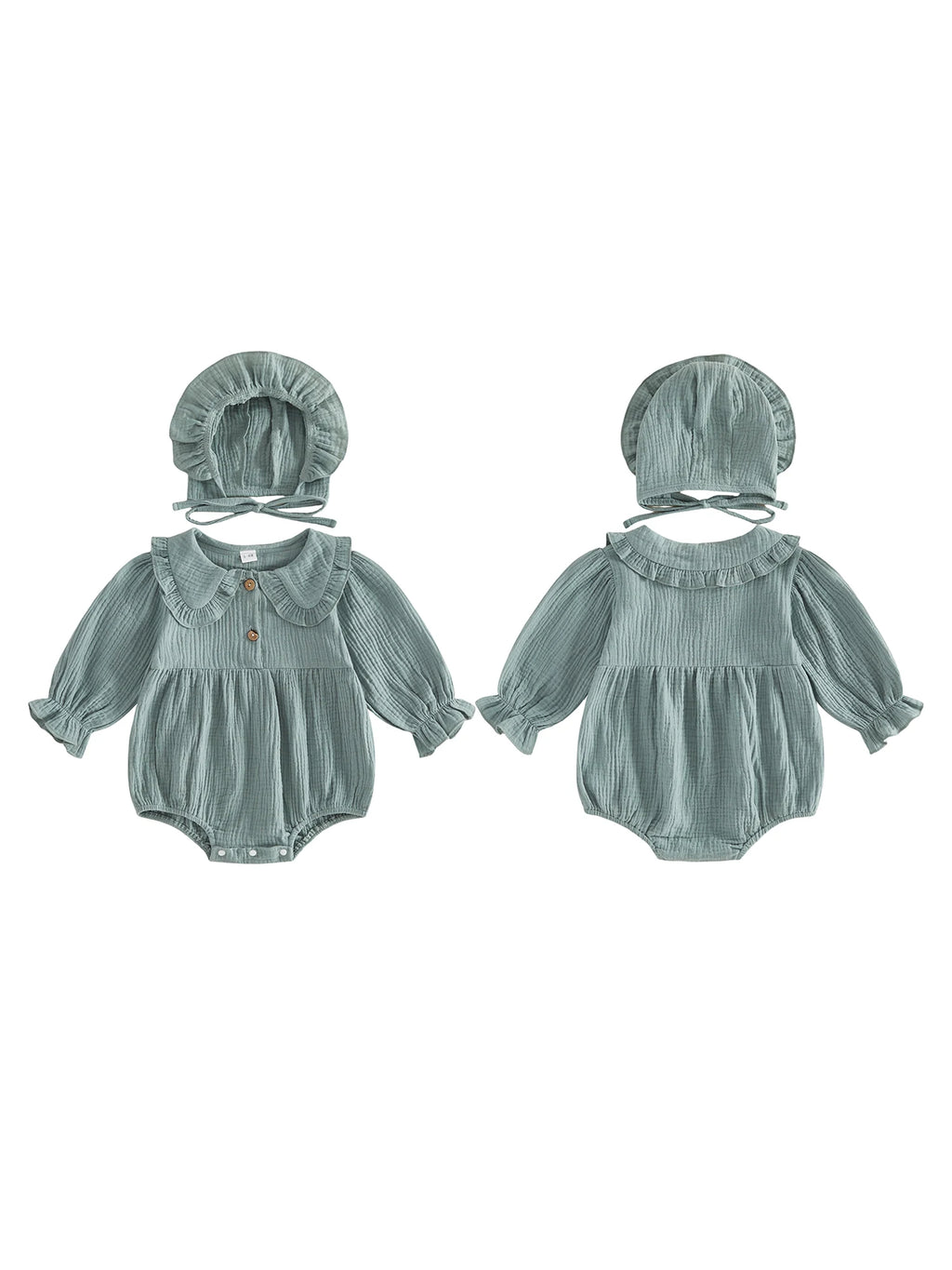 Infant Linen Romper Set with Hat