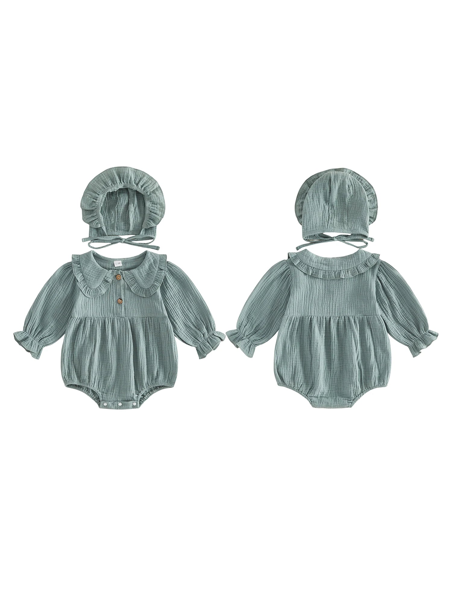 Infant Linen Romper Set with Hat