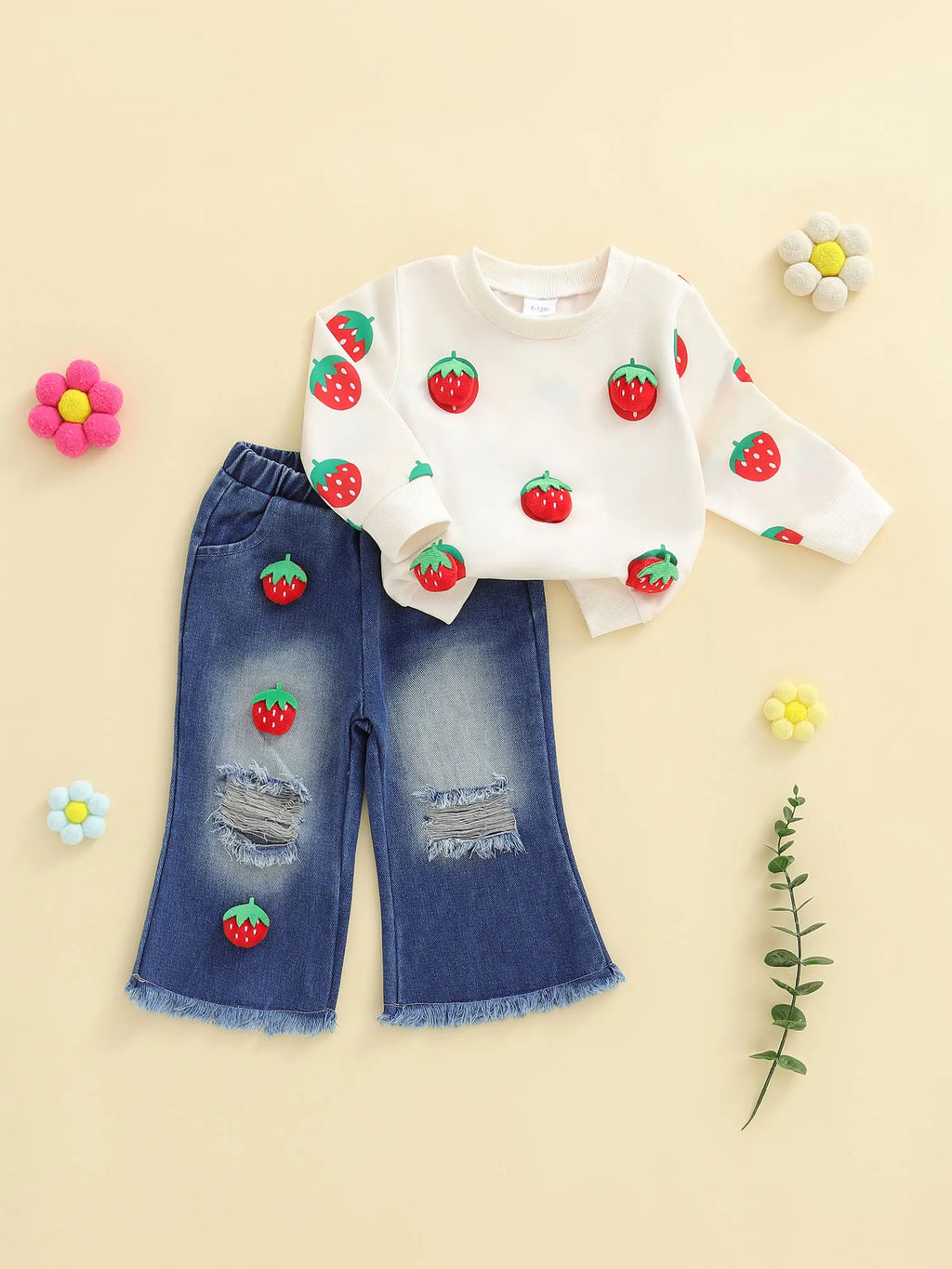 3D Watermelon Print Sweater Distressed Jeans Outfit