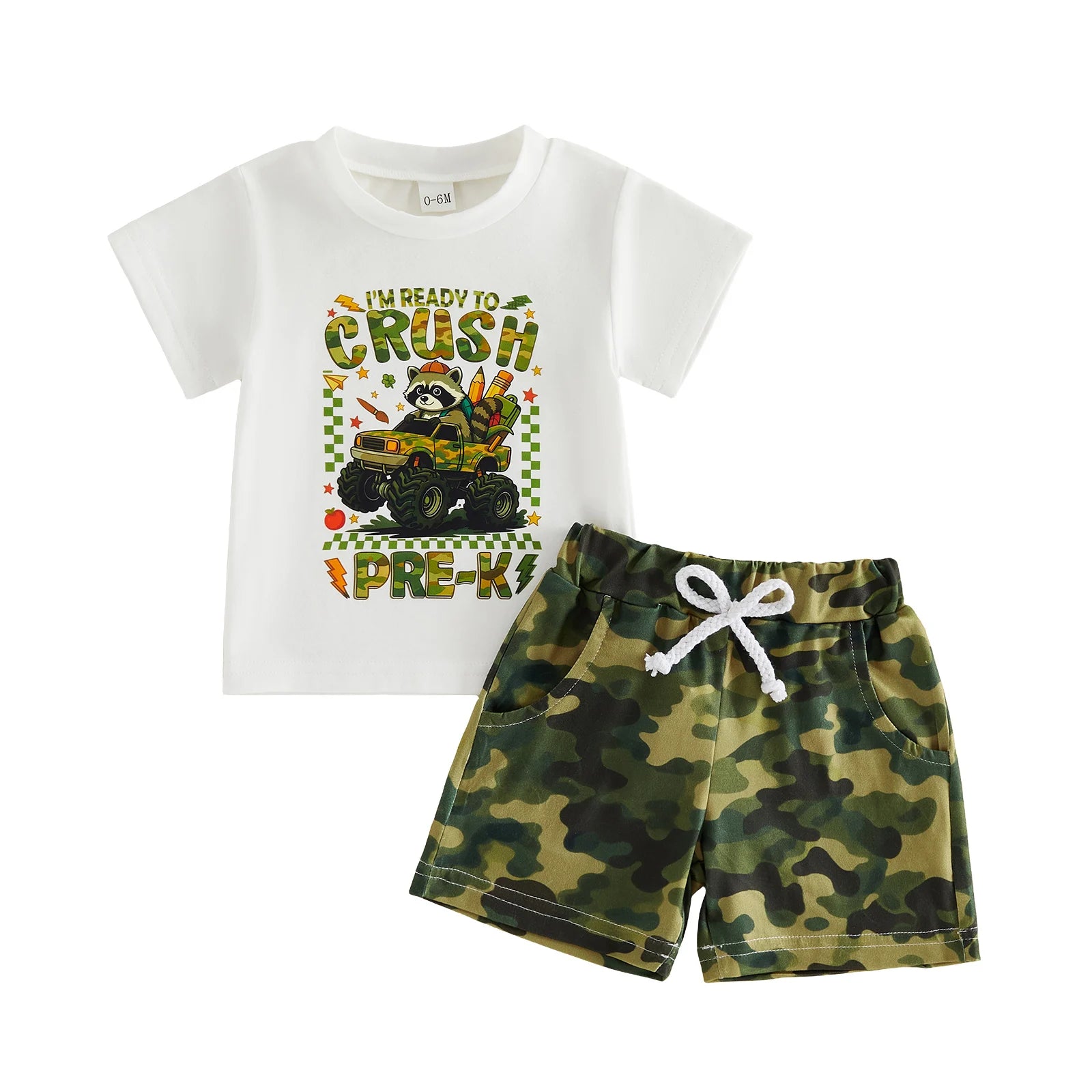 Monster Truck Raccoon T-Shirt + Shorts Set