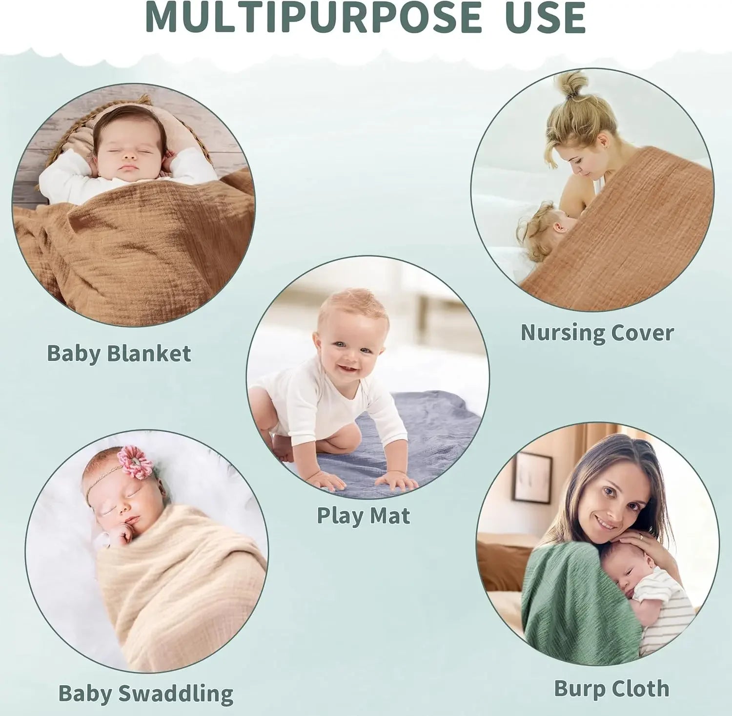 2-Pack Muslin Swaddle Blankets for Newborns