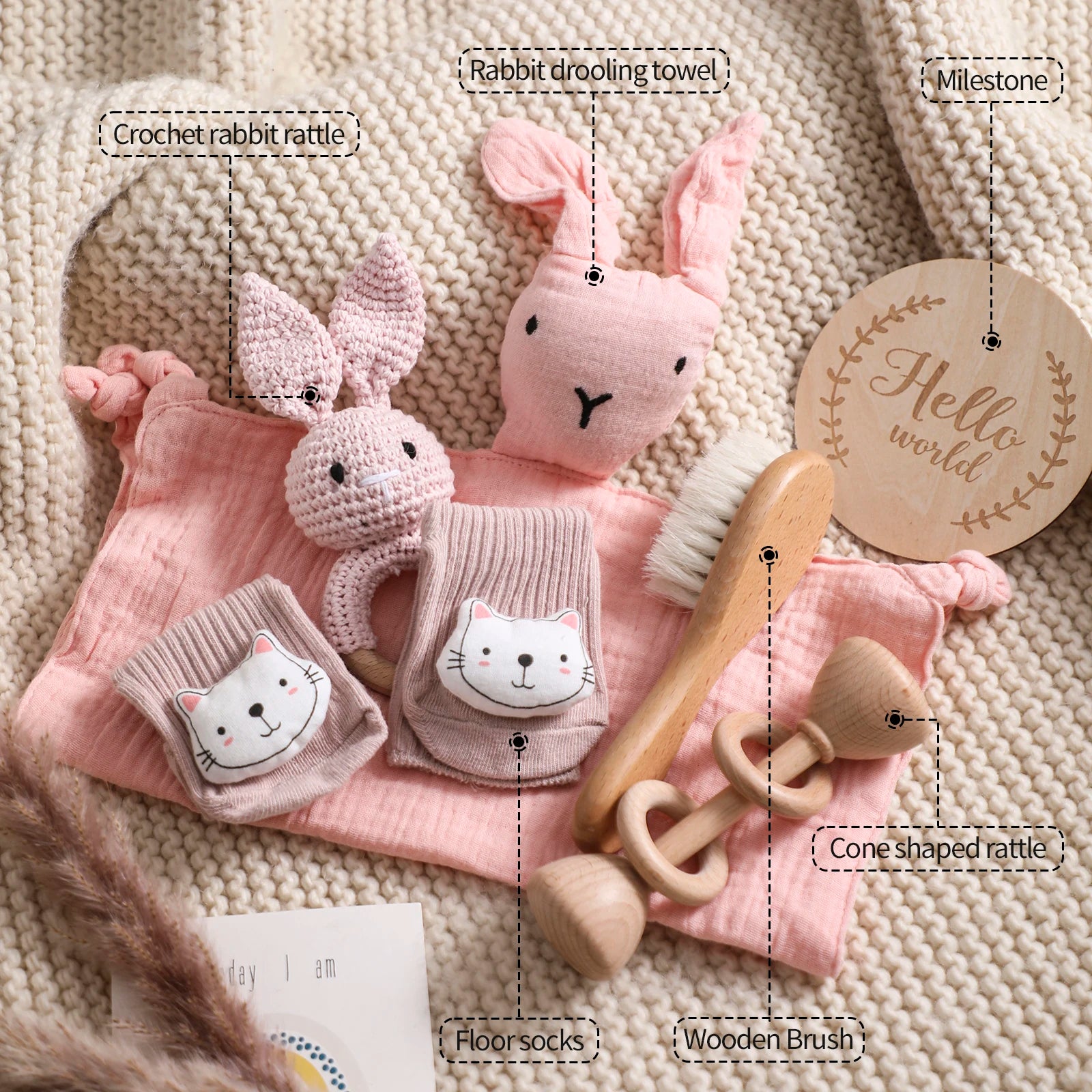 Baby Cotton Blanket 7PCS Newborn Bath Set