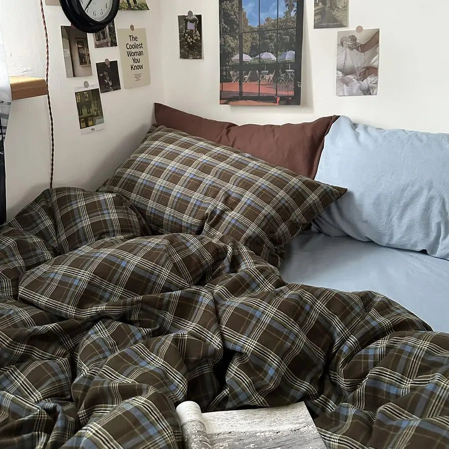 3 Piece Buffalo Plaid Duvet Cover Set