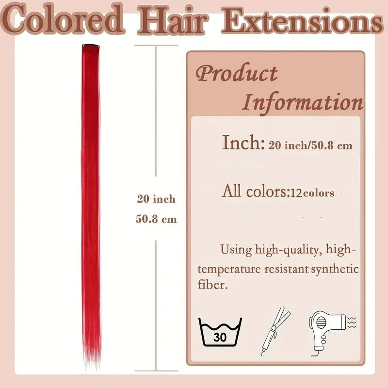 12pcs Rainbow Clip-In Hair Extensions