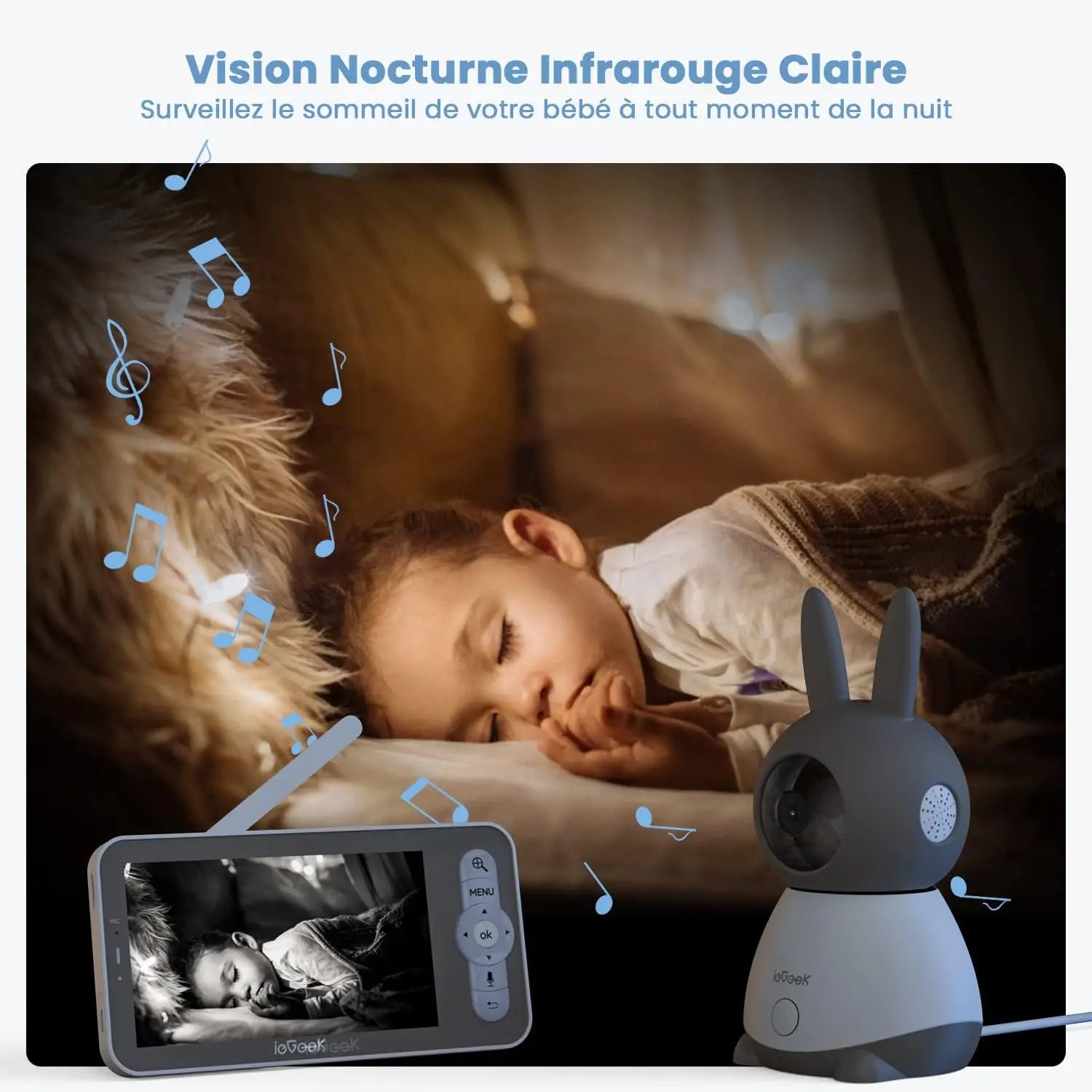 5 Inch Baby Monitor with 2 Cameras 2K/3MP