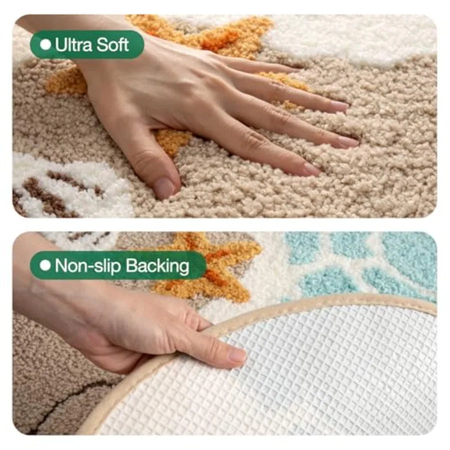 2 Pcs Beach Bathroom Rugs Set