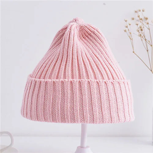 Kids Ribbed Knitted Beanie Hats 6M-4Years