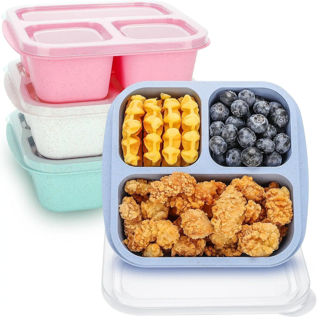 4 Pack -3 Compartments Meal Prep Containers