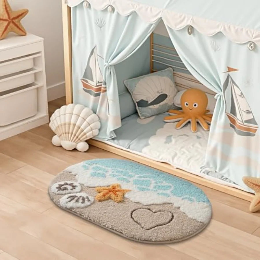 2 Pcs Beach Bathroom Rugs Set