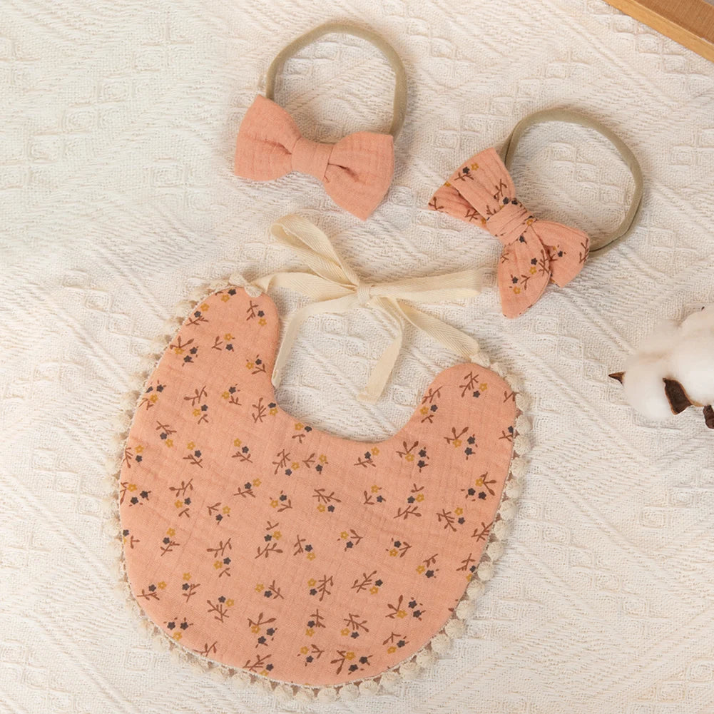 3Pcs Baby Bibs & Headbands Bow