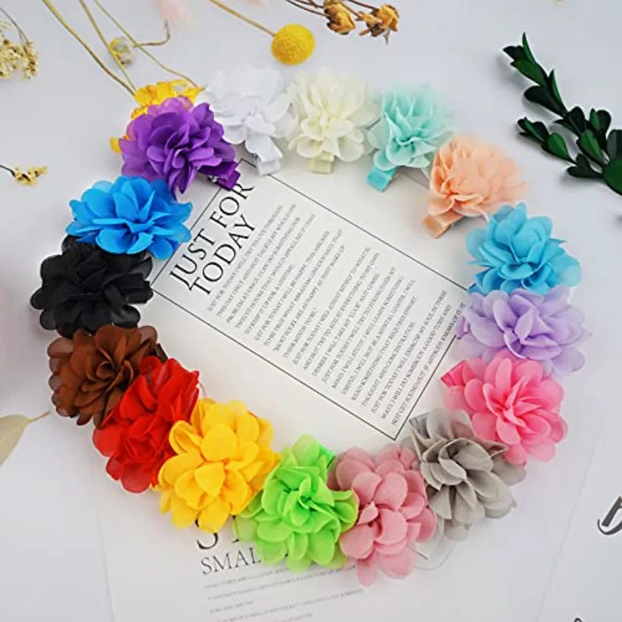 40PCS 2" Chiffon Flower Hair Bows Clips